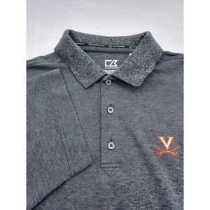 Cutter & Buck Mens UVA Cavaliers CB DryTec Polo Shirt Grey Heathered Medium